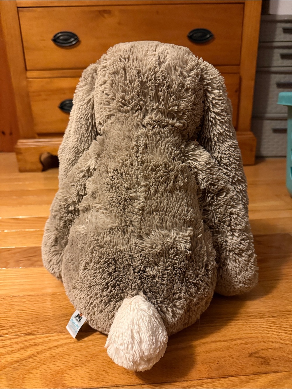 Jellycat Plush Long-Eared Bunny in Light Taupe with Cream Tail - Picture 3 of 6